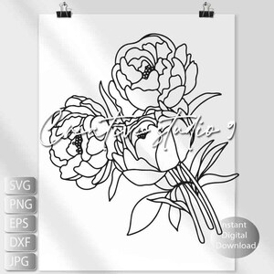 Pfingstrose Blumenstrauß SVG Svg Png Eps | Save the Date senkt Bund | Blumen Bouguet| Digitaler Download | Silhouette | Cricut