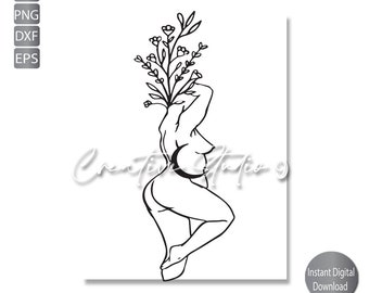 Body Positive Minimalist Cricut Svg, Png, Eps, Dxf, Jpg , Curvy Girl Line Art, Woman, Plus Size Woman ,Instant Digital down Download