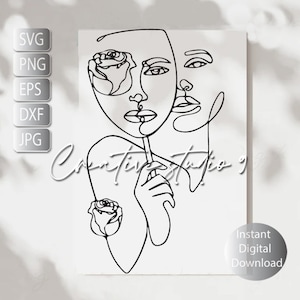 Line art Woman Svg, Png, Eps, Dxf, Jpg/ Abstract Minimalist  Woman svg files for cricut / Cut Files for Cricut / Instant Digital Download
