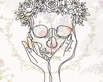 Floral Skull , Skeletons Skulls Svg, Png, eps, Dxf, Jpg ,  Skeleton Clipart Cut Files, Skull Files for Cricut, Instant digital Download