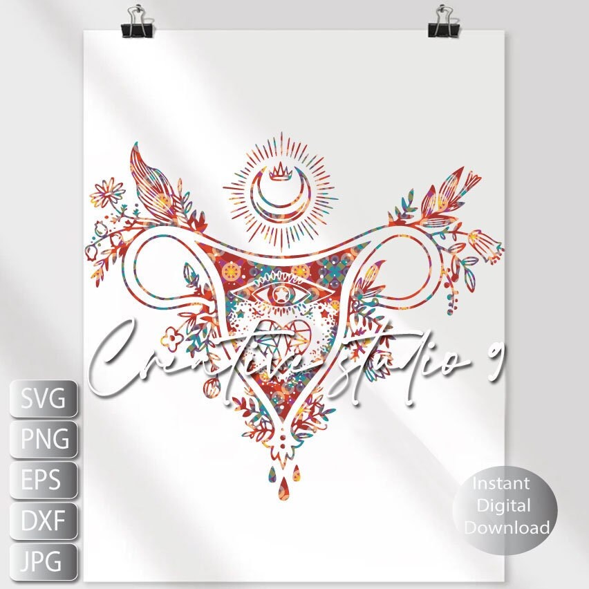 Uterus Floral SVG PNG EPS Cut File Feministsvg Boss - Etsy
