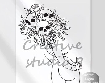 Skull Floral Middle finger SVG, PNG, EPS, | Naughty Svg | Woman Power Svg | Womens Rights Svg | Digital Download | Silhouette | Cricut