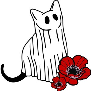 Halloween Ghost Cat Cute Svg, Png, Eps, Jpg Instant Download