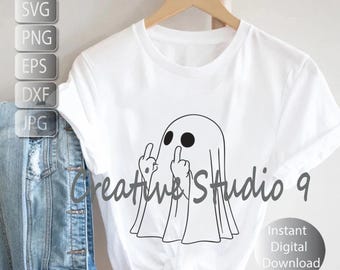 Middle finger Halloween Ghost, Naughty Floral Ghosts Svg, Png, Eps, Jpg, Dfx  Instant Digital Download Cricut, Silouette