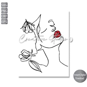 Faces Woman Floral Line Art SVG, PNG, EPS, Dxf, Jpg / Line art Woman Svg / Oneline Svg / Instant digital Download / Cricut/ Silouette