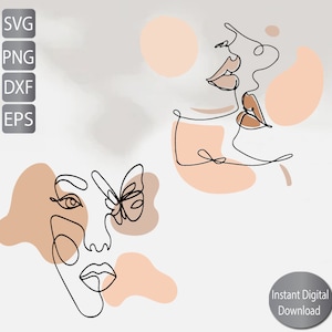 Faces Woman Floral Line Art SVG, PNG, EPS, Dxf, Jpg / Line art Woman Svg / Oneline Svg / Instant digital Download / Cricut/ Silouette