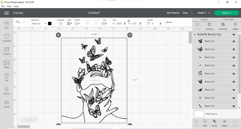 May include: A black and white digital illustration of a person's face with butterflies surrounding it. The butterflies are in various positions and sizes. The image is on a white background.