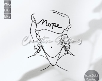 Nope Sexy Woman Svg, Line art Woman Svg, Png, eps, Dxf Instant Digital Download