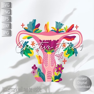 Uterus Floral Feminist SVG, EPS, PNG, Pro Choice, Women&#39;s rights , Roe v Wade, Feminist instant digital download