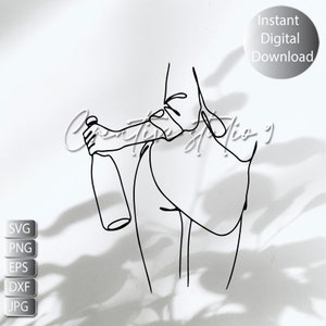 Woman Holding Wine bottle Svg, Png, Eps, Dxf Instant Digital Download  | Minimalist Svg | Instant  Digital Download | Silhouette | Cricut