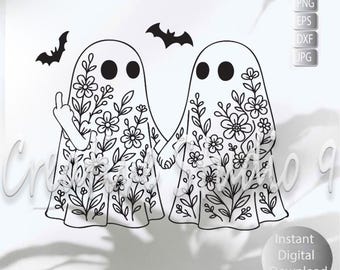 Middle finger Halloween Ghost, Naughty Floral Ghosts Svg, Png, Eps, Jpg, Dfx  Instant Digital Download Cricut, Silouette