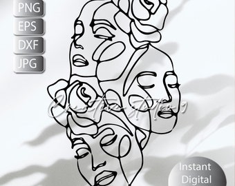 Abstract Minimalist Woman Svg, Png, eps, Dxf, Jpg , Minimalist Line Art , Line Art Woman Svg, Instant Digital Download , Printable Art
