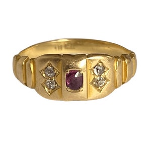 Victorian Ruby and Diamond Ring - 18ct Gold