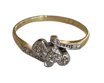 Edwardian Diamond Trilogy Twist Ring 18ct Gold and Platinum