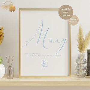 Wonderbaarlijke medaille katholieke muurkunst Mary moeder van God christelijke muur decor digitale St Catherine moderne katholieke Home decor RCIA gebedskaart