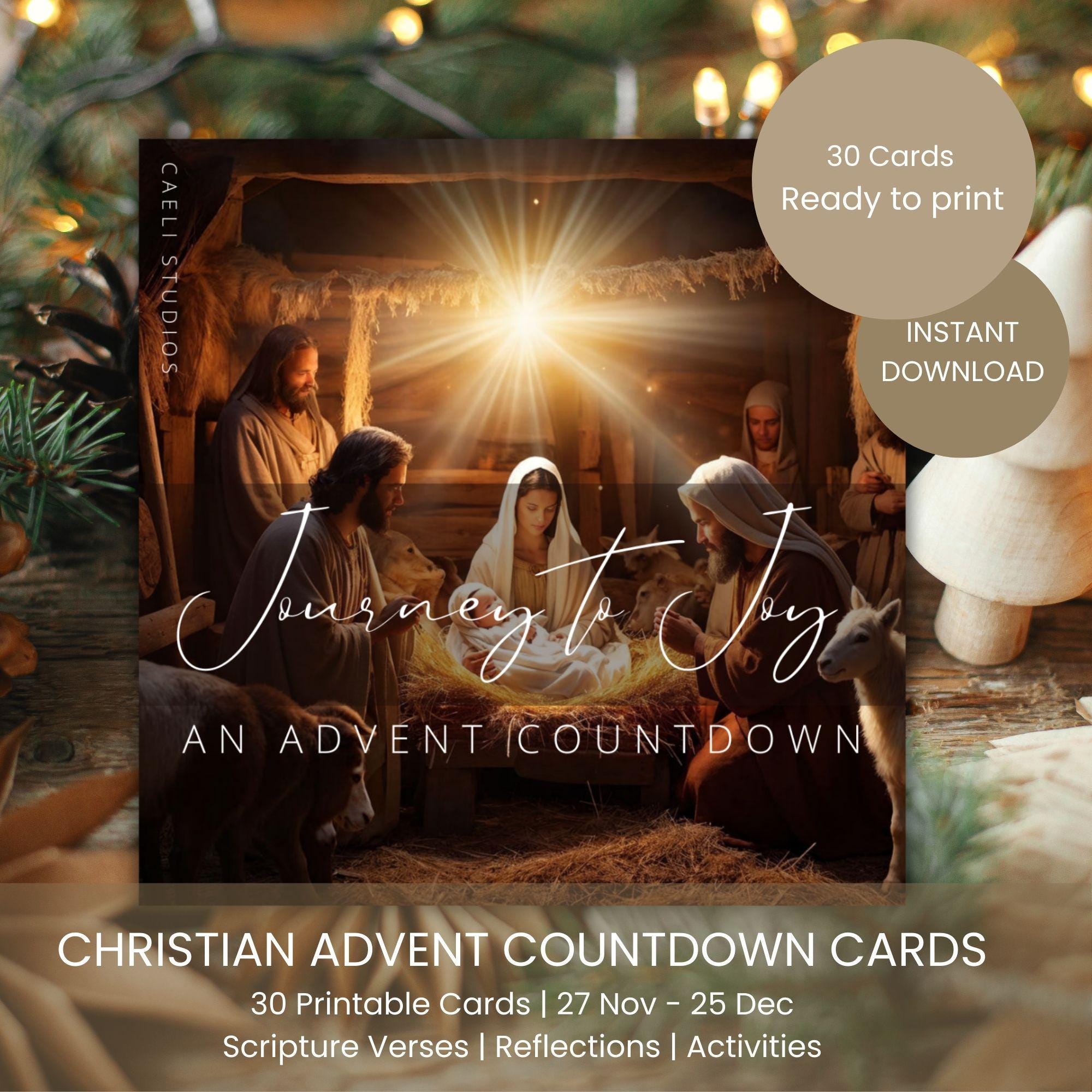 Christian Advent Countdown Printable Cards 30day Faithfilled Advent