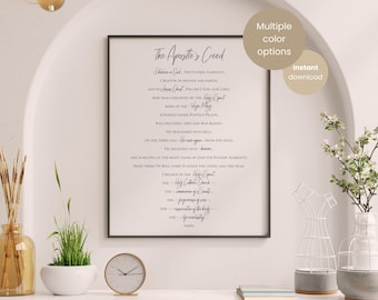 Apostle's Creed Prayer Adult Baptism Gift Prayer Card I Believe Prayer Scripture Wall Art Printable Confirmation Traditional Catholic RCIA