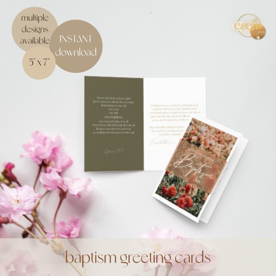 Printable Baptism Greeting Cards Set of 6 Christening Instant Download ...