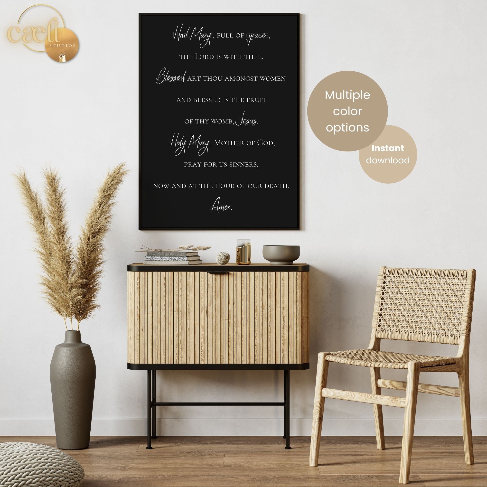 Hail Mary Prayer Catholic Wall Art Our Lady Virgin Mary Scripture Wall ...