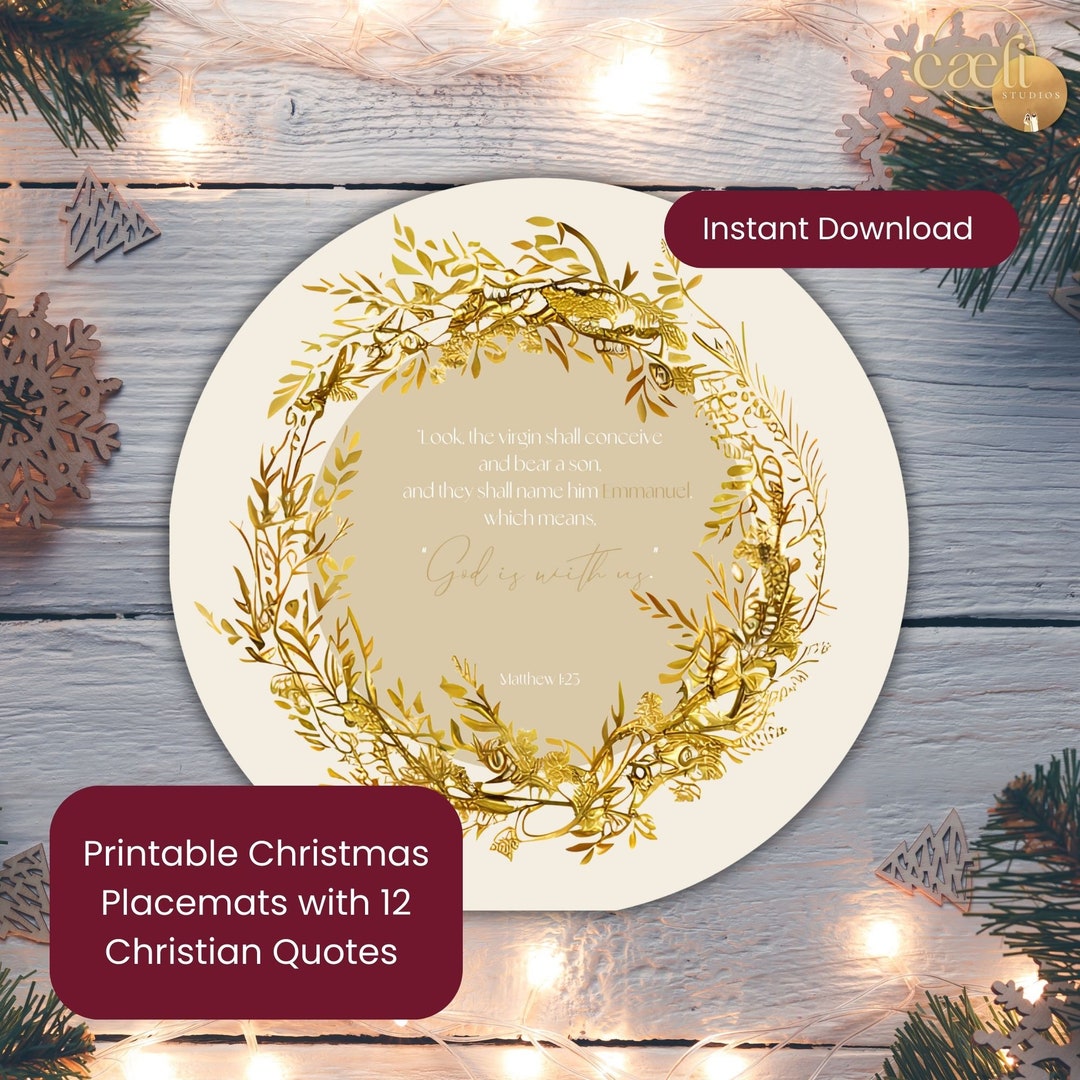 Gold Wreath Christmas Paper Placemats Disposable Gospel Etsy