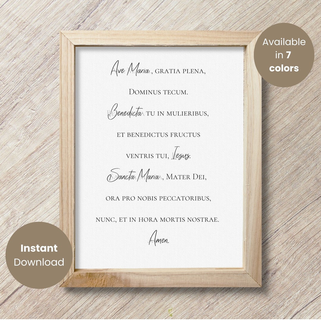 Ave Maria Hail Mary Latin Prayer Card Adult Baptism Gift - Etsy