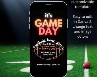 Football watch party invitation editable football party invite football tailgate party invitation football digital invites football digital