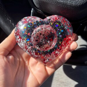 Heart Resin Glitter Tealight Candle Holder Set, Home Decor Housewarming Gifts, Resin Art Candle Holder, Unique Gift For Her