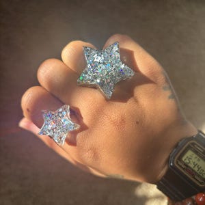 Glitter Sparkle Chunky Resin Star Rings