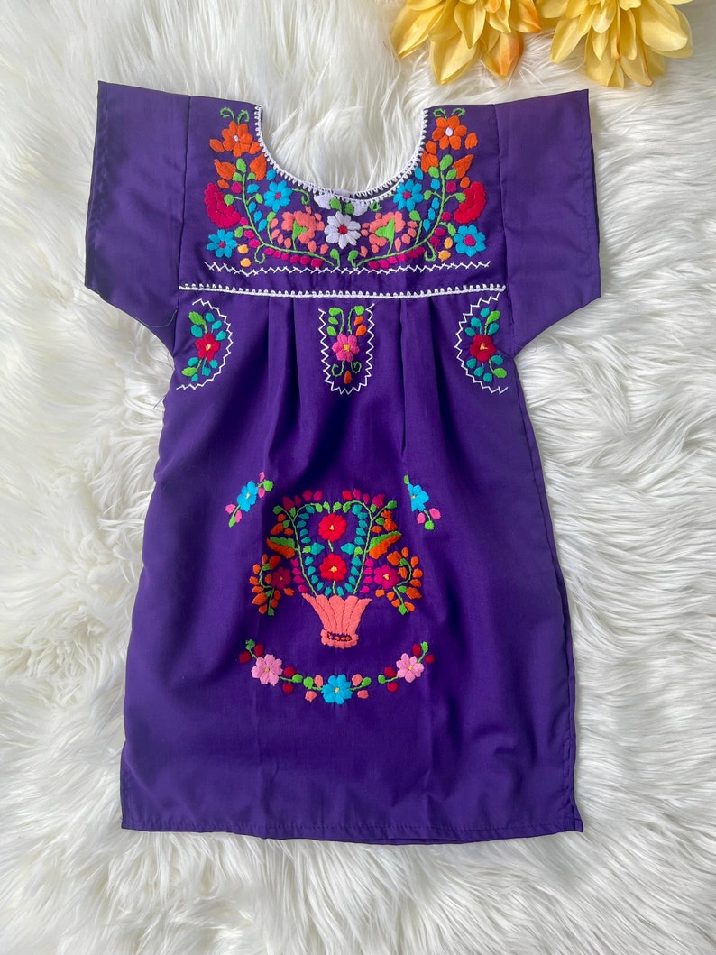 Vestido Artesanal Mexicano Para Niña cozumel/vestido Hecho - Etsy