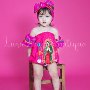 Set artesanal mexicano para niña “Virgen Maria”/Baby girl mexican outfit/Mexican photoshoot outfit