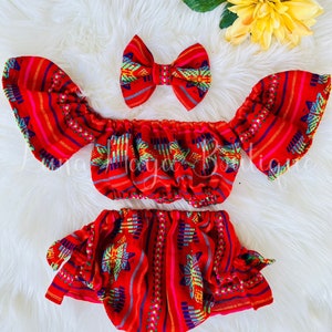 Set artesanal mexicano para niña “Rumberita”/Baby girl mexican outfit/Mexican photoshoot outfit/Cinco de mayo outfit