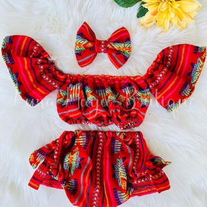 Set artesanal mexicano para niña “Rumberita”/Baby girl mexican outfit/Mexican photoshoot outfit/Cinco de mayo outfit