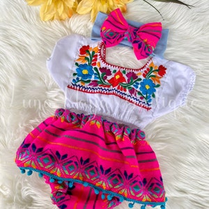 Set artesanal mexicano para niña “Mexicanita”/Baby girl mexican outfit/Mexican photoshoot outfit/Cinco de mayo outfit