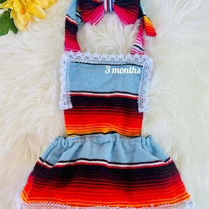 Vestido artesanal mexicano para niña “Fiesta”/Mexican romper for baby girls/Mexican photoshoot outfit/Cinco de mayo outfit/Vestido halter