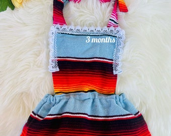 Vestido artesanal mexicano para niña “Fiesta”/Mexican romper for baby girls/Mexican photoshoot outfit/Cinco de mayo outfit/Vestido halter