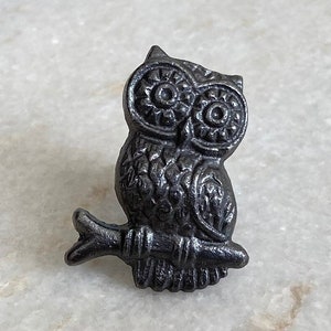 Cast iron Owl knob, Kitchen cabinet knobs, wardrobe knobs, black cast iron knobs, rustic cast iron knobs, drawer knobs, cabinet pull