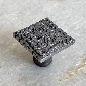 Cast iron Square designer knob,Kitchen cabinet knobs,wardrobe knobs,black cast iron knobs,rustic cast iron knobs, drawer knobs, cabinet pull