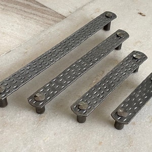 Iron Hammered handle, Kitchen cabinet handles, wardrobe handles, black iron handles, rustic iron handles, drawer pull, iron handles