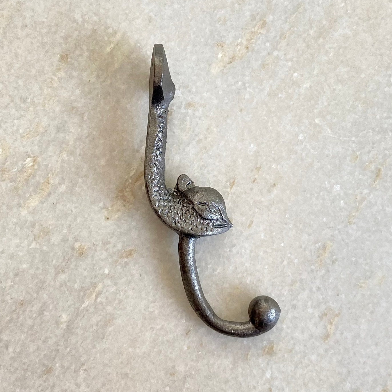 cast iron fish hook HomeHand Nautical Anchor Black Wall Coat Beach Towel Key Holder Screws Included (3 PCS) : Home & Kitchen this hook will add to any project and provide that finish 4"- Wrought Iron Fish-Coat Hook