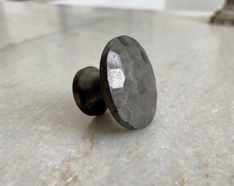 Cast iron hammered knob, Kitchen cabinet knobs, wardrobe knobs, black cast iron knobs, rustic cast iron knobs, drawer knobs, cabinet pull