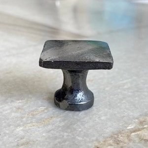 Black Cast Iron Square Knob: Rustic Cabinet Drawer Pull