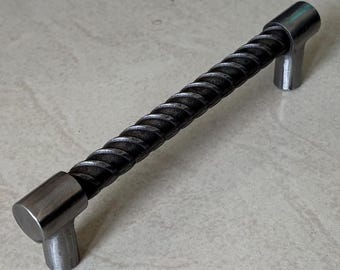 Handmade Rustic Iron Rebar Handle: Industrial Cabinet Pull