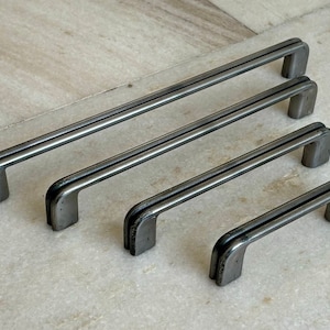 Rustic Iron Cabinet Handle: Black or Raw Iron Drawer Pull