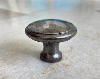 Hammered Cast Iron Knob: Rustic Cabinet & Drawer Pull
