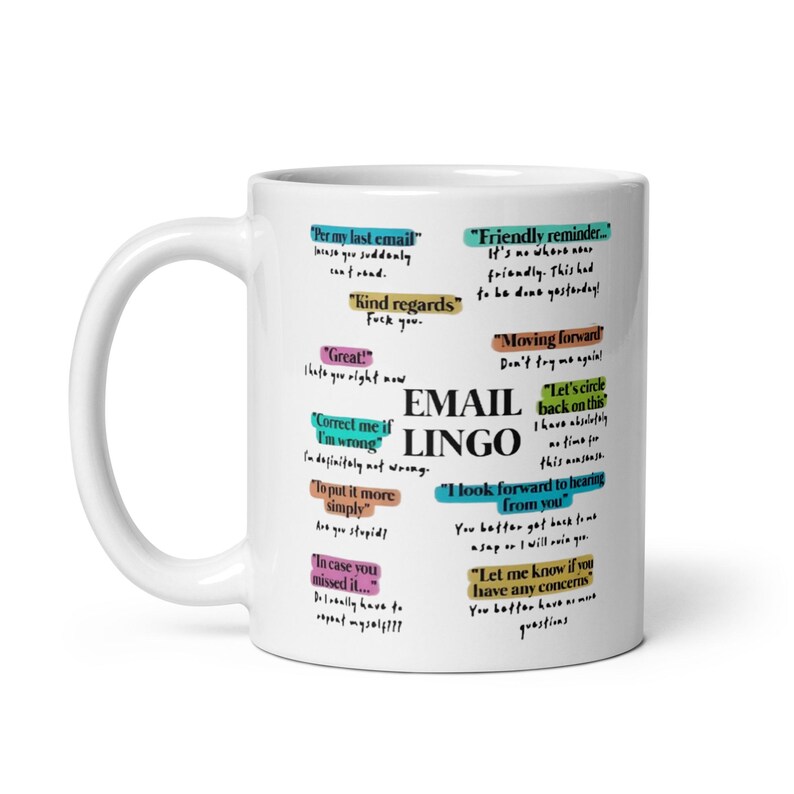 Email Lingo Funny Corporate Office Mugs Gift for Coworker, Boss Day