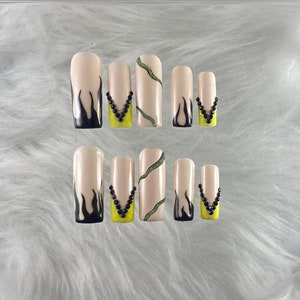 Glow In The Dark Flame Press On Nails