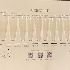 Sizing Kit For Press On Nails For Sizing Nail Beds Multiple Shapes Available! 10-12 Nails Included Depending On Shape