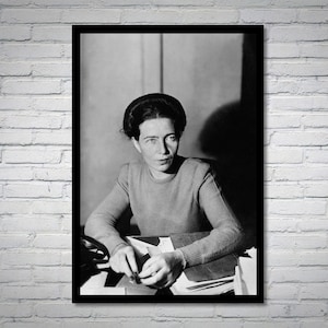 Fotografía vintage de Simone de Beauvoir - arte de pared retro - impresión fotográfica de De Beauvoir - póster icónico - regalo de inauguración de la casa - regalo inspirador