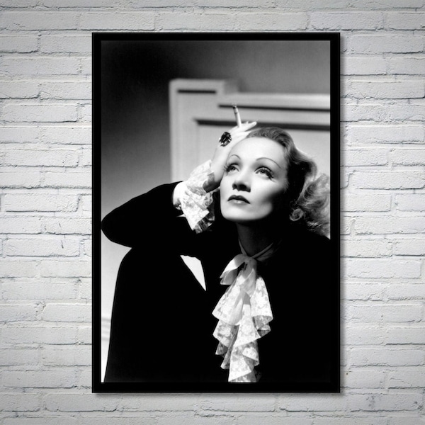 Marlene Dietrich Vintage Fotografie - Retro Wandkunst - Marlene Dietrich Fotodruck - Altes Hollywood Poster - Einzug Geschenkidee