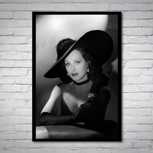 Hedy Lamarr vintage photograph - retro wall art - Hedy Lamarr photo print - Old Hollywood posters - Housewarming gift ideas